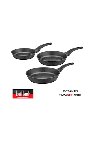 Brillant Octantis 3 Lü Granit Tava Seti 20 Cm, 24 Cm, 28 Cm Dkm-tv-6564 Siyah