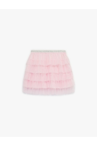 Koton Beli Lastikli Simli Katlı Mini Tütü Etek Pembe 6skg70006ak Gül