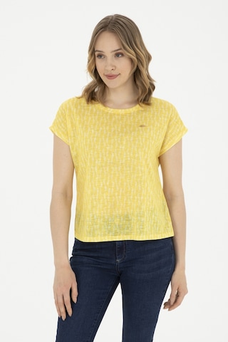 U.S. Polo Assn. Kadın Sarı Bisiklet Yaka Tişört 50281790-VR044