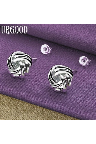 925 Ayar Gümüş Dokuma Küpe Parti Hediyeleri Moda Takı