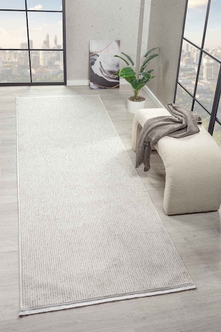 Mariesse Home Naturel Bukleli Yumuşak Dokulu Beyaz Bej Iskandinav Koridor Kesme Yolluk Dokuma Halı Bej-krem