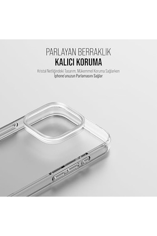 İphone 16 Pro Max İle Uyumlu Şeffaf Sert Kristal Mika Sararmaz Kılıf Diğer