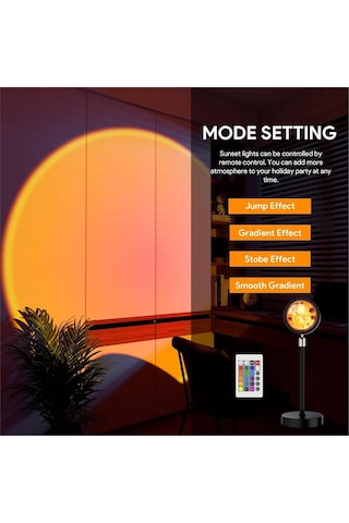 Rgb Sunset Gün Batımı Projektör, 16 Renk Modlu, Led Ambiyans Işığı, Hd Kristal Lens, 360 Döner Başlık, Uzaktan Kumandalı, Ayarlanır Parlaklık, Fotoğraf Ve Sosyal Medya İçin Dekoratif Lamba Sku: Smg8 .