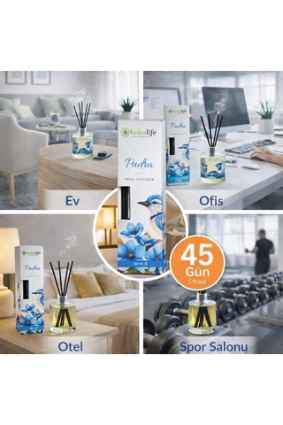 Ayrex Pudra Koku Çubuklu Oda Kokusu Reed Diffuser 50 Ml Uzun Süre Kalıcı Ev Ofis Salon Yatak Odası Dekoratif Ortam