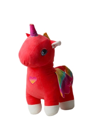 İthal Kumaş Gökkuşağı Kanatlı Unicorn Pegasus At Figür Peluş Oyuncak Uyku & Oyun Arkadaşı Büyük Boy 001