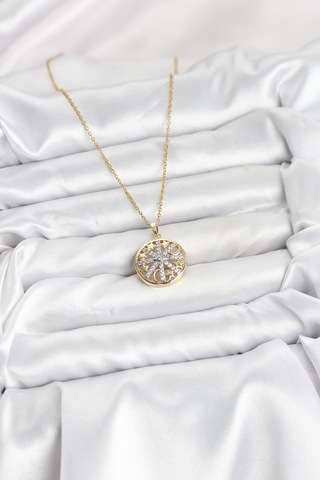 316l Çelik Zincir Gold Renk Zirkon Taşlı Kadın Kolye - Prt3500eb09334-95256 altın