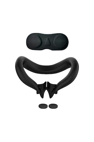 Meta Quest 3 Vr Kulaklık Silikon Yüz Maskesi + Lens Koruyucu Kapak + 2 Rocker Kapağı - Siyah