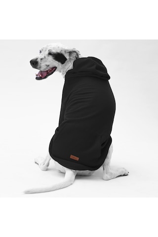 Siyah Kanguru Cepli Orta Büyük Irk Köpek Hoodie- Sweatshirt Büyük Köpek Kıyafeti 18-40 Kg Aralığı Orta Büyük Irklar