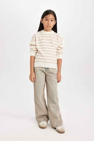 DeFacto Kız Çocuk Bisiklet Yaka Çizgili Triko Kazak D6759A8NSPN26 Pembe