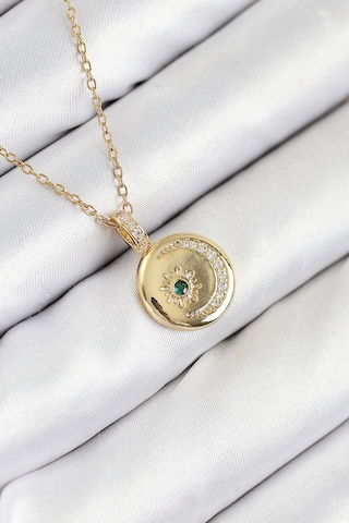 316l Çelik Zirkon Taşlı Ay Ve Güneş Model Gold Renk Kadın Kolye - Tj-bko10539 Çok Renkli