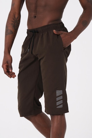 Haki Yeşil Büyük Beden Diz Altı Uzun Boy Basic Model Su İtici Özellikli Erkek Plaj Deniz Kapri Şort 001