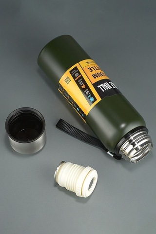 304 L Çelik 1000 Ml Yeşil Kamp Piknik Termos Cin492ys Yeşil