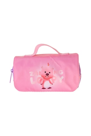 Kaukko Kids Taşıma Askılı Kız Çocuk Loopy Baskılı Şık Kalem Çantası Lila - Pembe - L5305 Çok Renkli