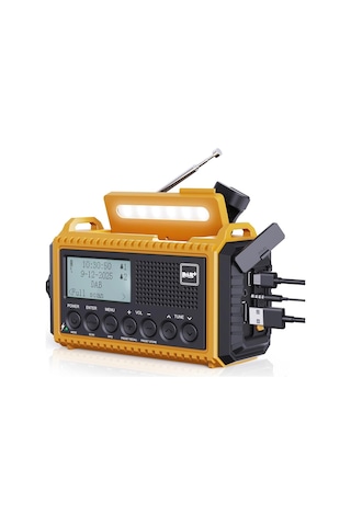 Rocam Dab/dab+/fm 5000 Mah Güneş Enerjili Dijital Acil Durum Radyosu Alarm Saatli Radyolar Turuncu