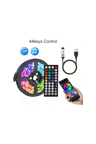 Uzaktan Kumanda Rgb5050 Müzik Sync Esnek 5 V Lamba 44key -8m