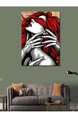 Kanvas Tablo Kırmızı Saçlı Kadın Figürü 100cmx140cm