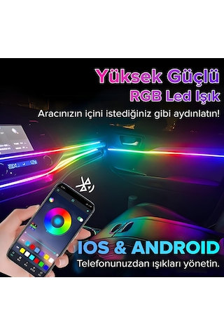 Araç İçi Ambiyans Aydınlatma 64 Renk Rgb