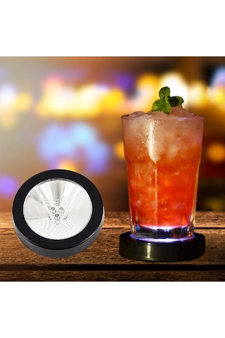 Suntek Işıklı Coaster Kokteyl Şişe Tabanı İçecekler Ev Usb Siyah