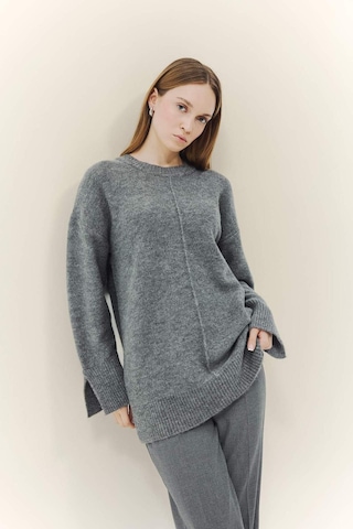 Defacto Yün Karışımlı Loose Fit Bisiklet Yaka Triko Kazak Tunik F4547ax25wngr76 Gri-gr76
