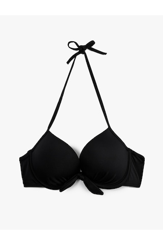 Koton Kalp Yaka Fiyonk Detaylı Push-up Bikini Üstü Siyah 6sak10004mm
