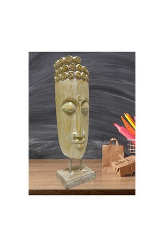 Ahşap Dekoratif Büyük Buda Mask 60cm Albızıa Wood