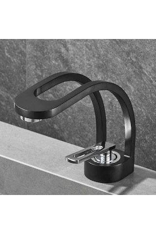 Şelale Banyo Lavabo Bataryası Mat Krom - Siyah
