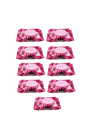 9 Paket Red Rose Islak Havlu Mendil 90 Adet Kapaklı Gül Kokulu 2'li Set