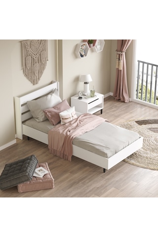 Robin Home Lidya Tek Kişilik Karyola Metal Ayaklı 160 200cm Beyaz