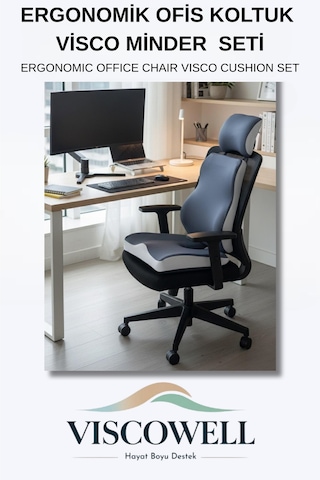 Visco Ergonomik Ofis Koltuk Minder Seti %100 Visco