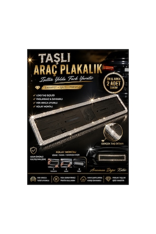 Taşlı Simli Lüx Plakalık 2adet Ön-arka