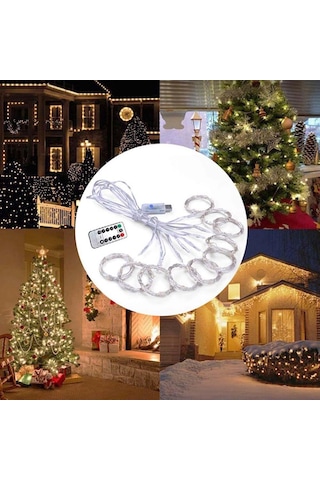 Uzaktan Kumandalı USB 8 Animasyonlu 2x2 M 10 Saçak 200 Led Peri Telli Perde Led Renkli