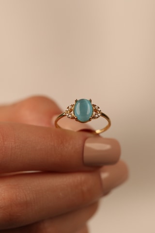 Çgk Çiğdem Gürel Kuyumculuk Mavi Opal Taşlı Altın Yüzük Gold