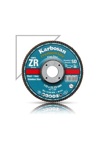 Karbosan Flap Disk Çelik Ve İnox Zımpara Zr 115x22.23/80 Kum Sd-k