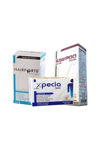 Xpecia Erkek 60 Tablet + Hairforte Sprey + Sawpoo Şampuan 300 ML