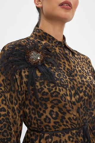 Serpil Exclusive Kadın Leopar Desenli Takım - Kemer Detaylı, Modern Ve Şık Tasarım - Günlük Ve Özel Kullanımlar İçin Takım Haki
