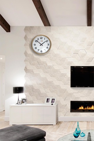 Altın Sarı Renk 28 Cm Bombe Camlı Sessiz Kayar Saniye Duvar Saati Altın