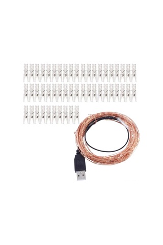 Ximistore9 50 Tane Fotoğraf Klembi Ve 10 Metre 100 Led Bakır Tel Işık, Usb Beslemeli Sıcak Beyaz Noel Dekorasyon Işık Zinciri, Sabit Parlak Ve Taşınabilir Beyaz