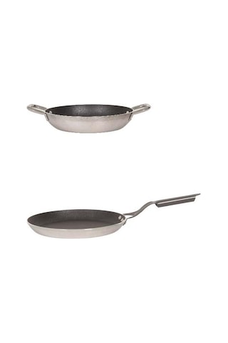 Mehtap Chefline İndüksiyon Tabanlı 26 Cm Krep Tava Ve 22 Cm Sahan Seti Gri