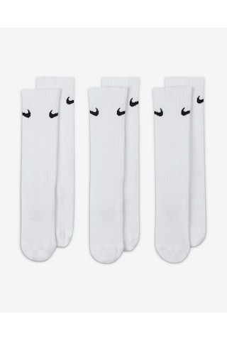 Nike Everyday Sx6842-100 Çocuk Yastıklı Crew Çorapları 3 Çift Beyaz