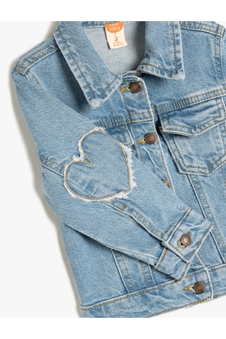 Koton Kalp Detaylı Cep Detaylı Pamuklu Denim Ceket Lıght Indıgo 5smg20006ad Açık Mavi