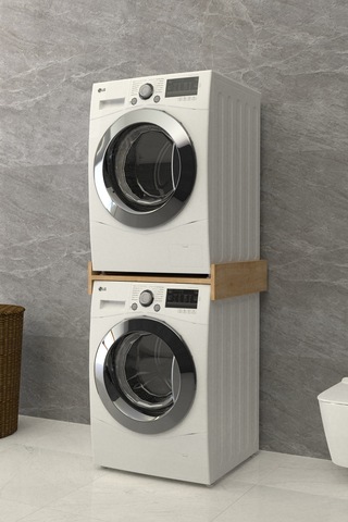 Solvo Banyo Dolabı Çamaşır Ve Kurutma Makinesi Dolabı Beyaz Kahverengi