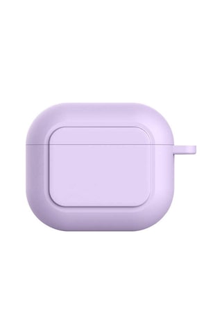 Ally Apple Uyumlu AirPods 3 için Kancalı Ultra İnce Silikon Kulaklık Kılıfı Mor
