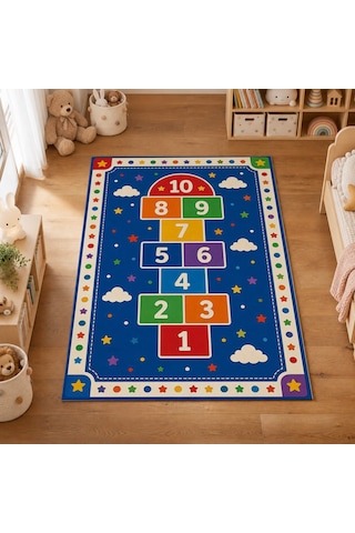 Kartela Halı Seksek Temalı Kaymaz Taban Çocuk Oyun Halısı - 60 x 90 CM