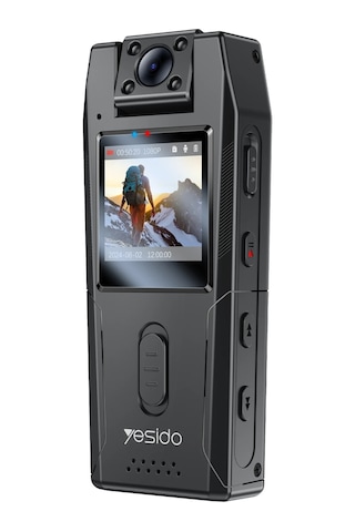 Km25 1080p 180 Derece Vücut Kamerası 1.3 Inch Hd Ekranlı Gece Görüşlü Aksiyon Kamerası - Siyah