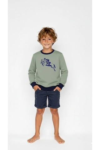 Coupon Çocuk Sweatshirt / Logo Baskılı Su Yeşili