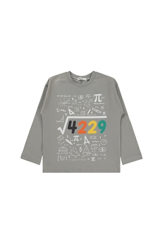 Civil Boys 4489 Baskılı 6-9 Yaş Sweatshirt - Gri