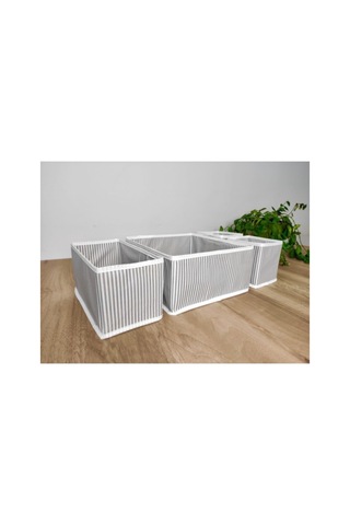 4 Parça Çekmece Içi Organizer & Çok Amaçlı Dolap Içi Düzenleyici & Masa Üstü Organizer - Çizgili Gri - 68904987 Gri