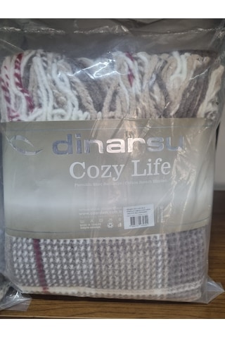 Dinarsu Cozy Life Pamuklu Skoç Tv Battaniyesi 130 X 170cm İnka Yeni Bordo Bordo Kahve