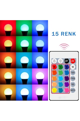 Ayt Ledx Al-ll9rgb 9w Kumandalı Rgb Renkli Led Ampul Aydınlatma E27 800 Lümen