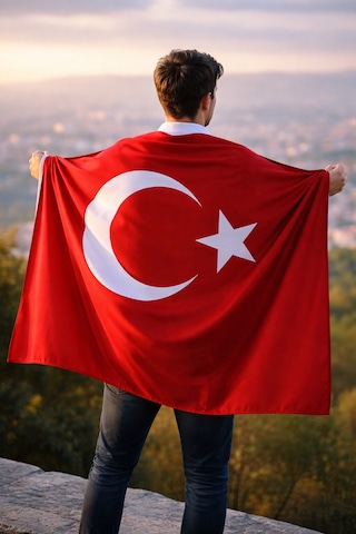 80x120 Cm Alpaka Kumaş Türk Bayrağı Dayanıklı, Solmaz Renkli, Büyük Boy Bayrak Tek Ebat